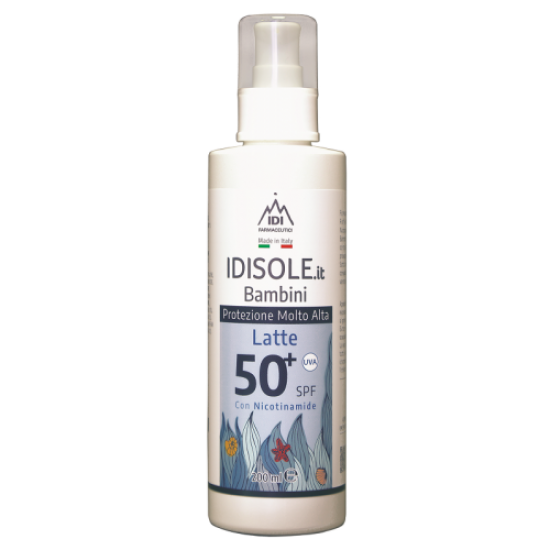 Idisole-IT Bambini Protezione Solare Molto Alta SPF 50+ Latte Corpo 200ml