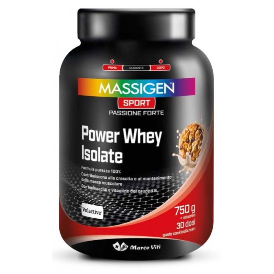 Marco Viti - Massigen Sport Power Whey Isolate Cookies e Crema Confezione 750Gr